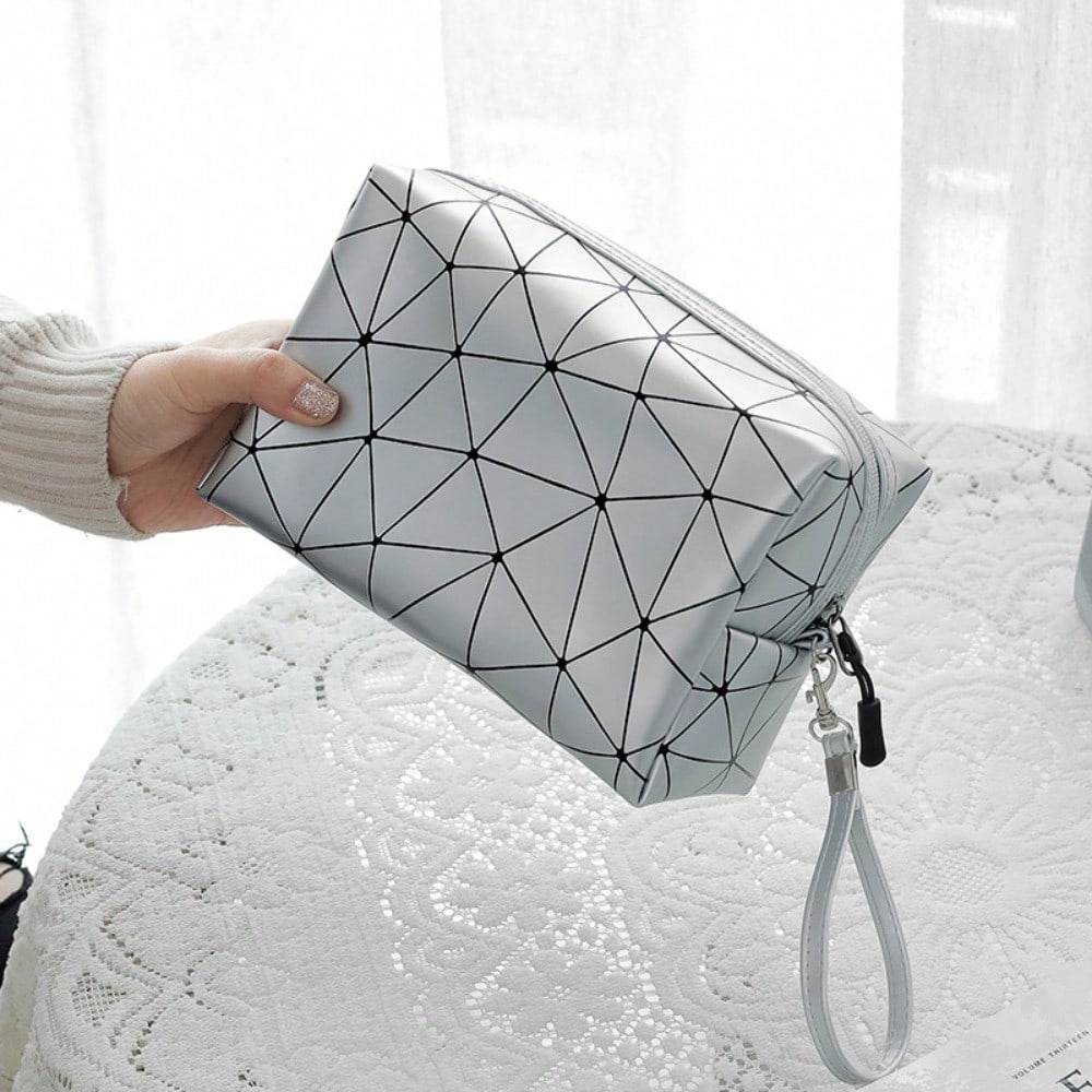 Tech Accessories Travel Case - Geometric Luminous Makeup Bag Aesthetic Toiletry