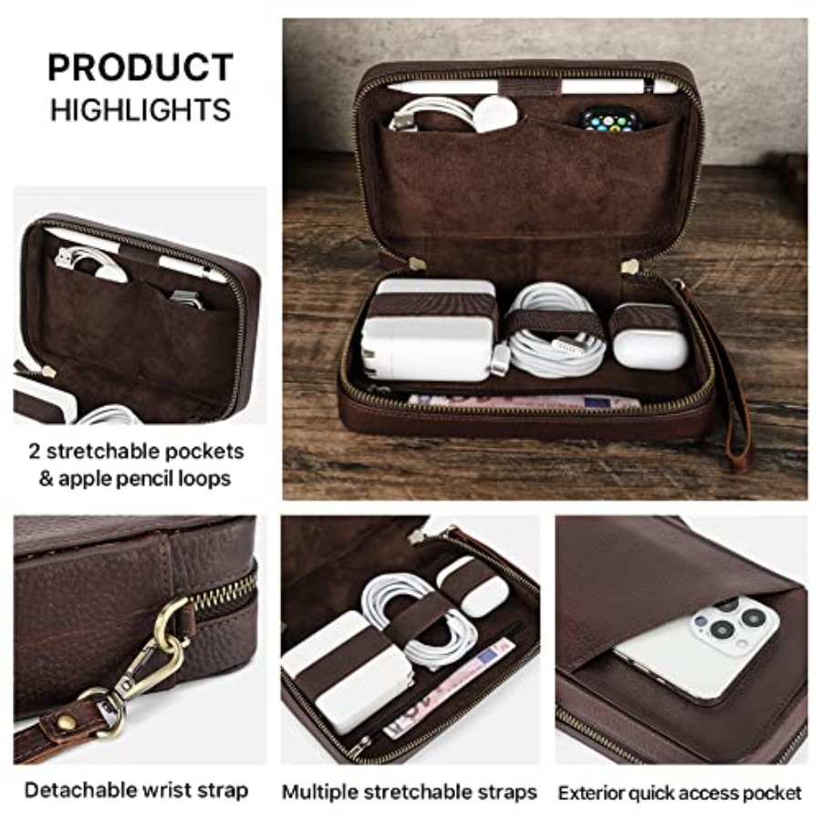 Full Grain Leather Electronic  - đánh giá và giá Tech Accessories Travel Case