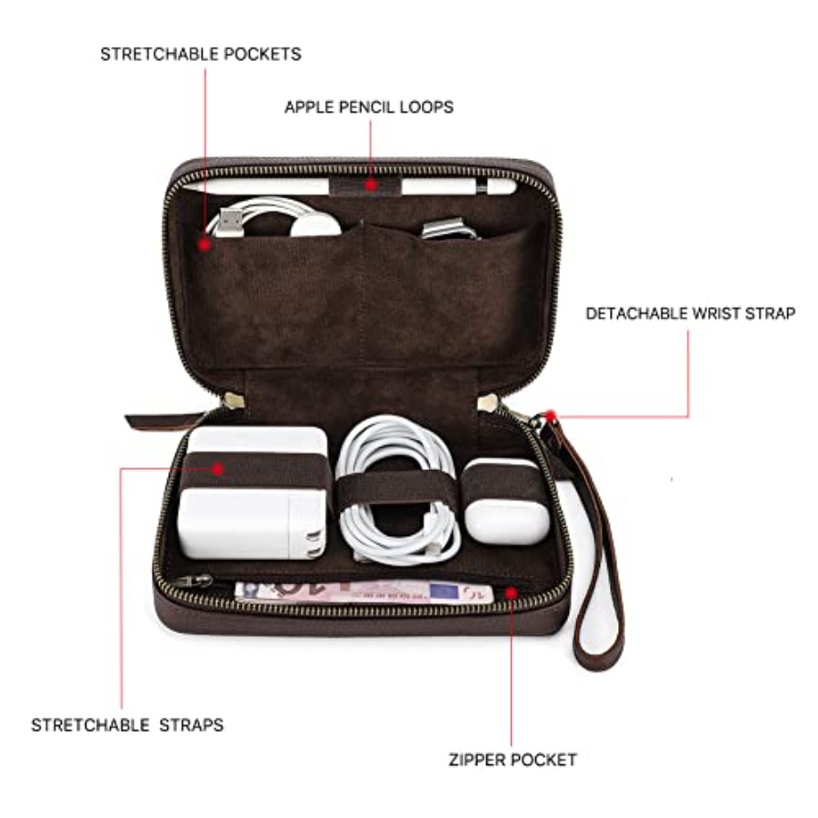 Full Grain Leather Electronic  - đánh giá và giá Tech Accessories Travel Case